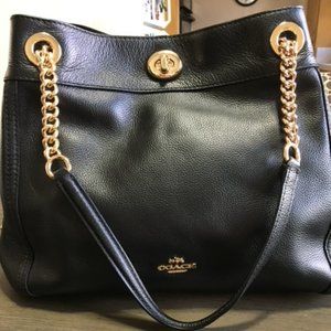 Coach black leather handbag